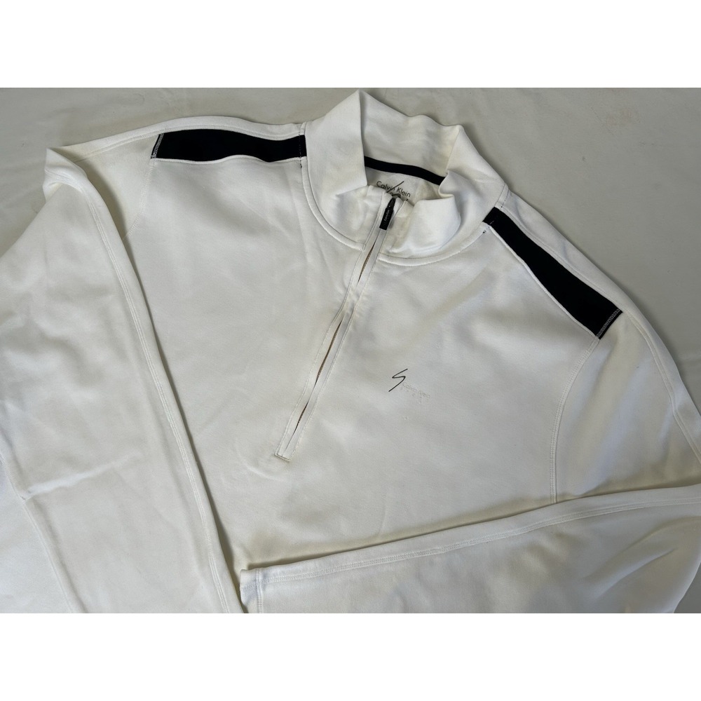 NWT Calvin Klein Men's Sport Sweater XXL White Lifestyle 1/4 Zip Jumper Pullover